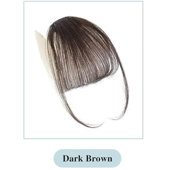 100% Real Human Hair Wispy Bangs - Clip In Wispy Bangs - Dark Brown - Picture 4 of 7
